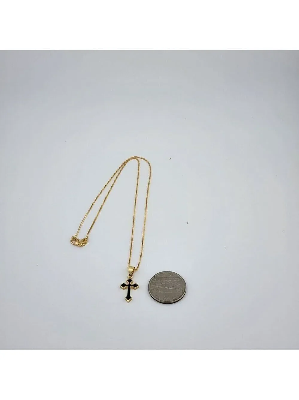 Brand New Black Enamel Cross Necklace